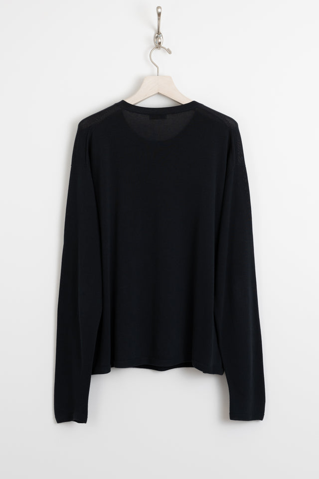 LEMAIRE, Cotton Knit Sweater Midnight, Size XL