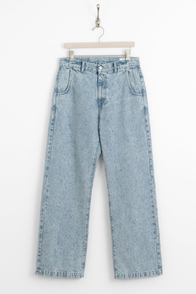 mfpen SS25 Straight Cut Jeans Light Blue Punch Out perfect circle men's seasonal & consignment online fashion shop