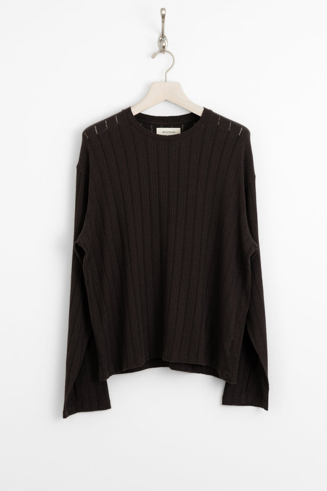 mfpen ss25 LS Round Neck Brown Rib perfect circle men's seasonal and consignment online fashion shop