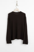 mfpen ss25 LS Round Neck Brown Rib perfect circle men's seasonal and consignment online fashion shop