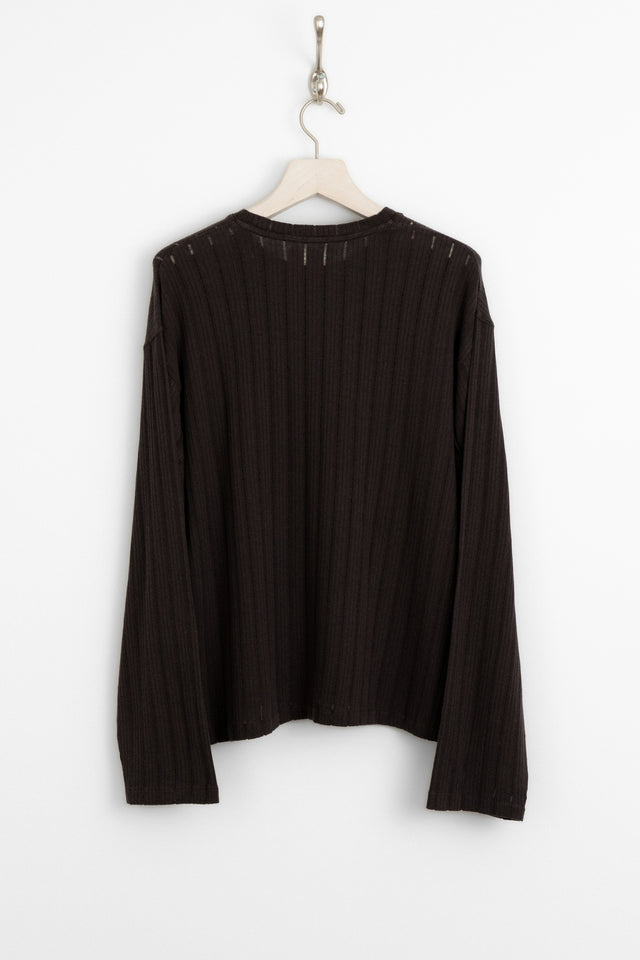 mfpen ss25 LS Round Neck Brown Rib perfect circle men's seasonal and consignment online fashion shop