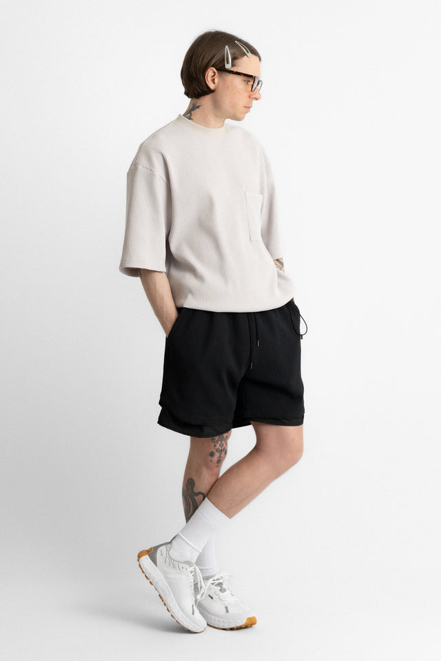 meanswhile 25ss mw-ct25105 SOLOTEX® Waffle SS Tee Ivory perfect circle men's seasonal and consignment online fashion shop