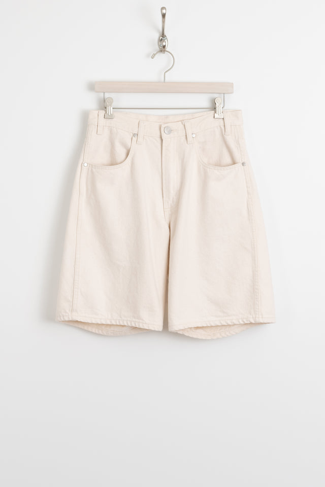 Paa, Four Pocket Hand-Loomed Japanese Denim Shorts Natural, Size 34 Perfect Circle Men's Seasonal & Consignment Fashion Shop