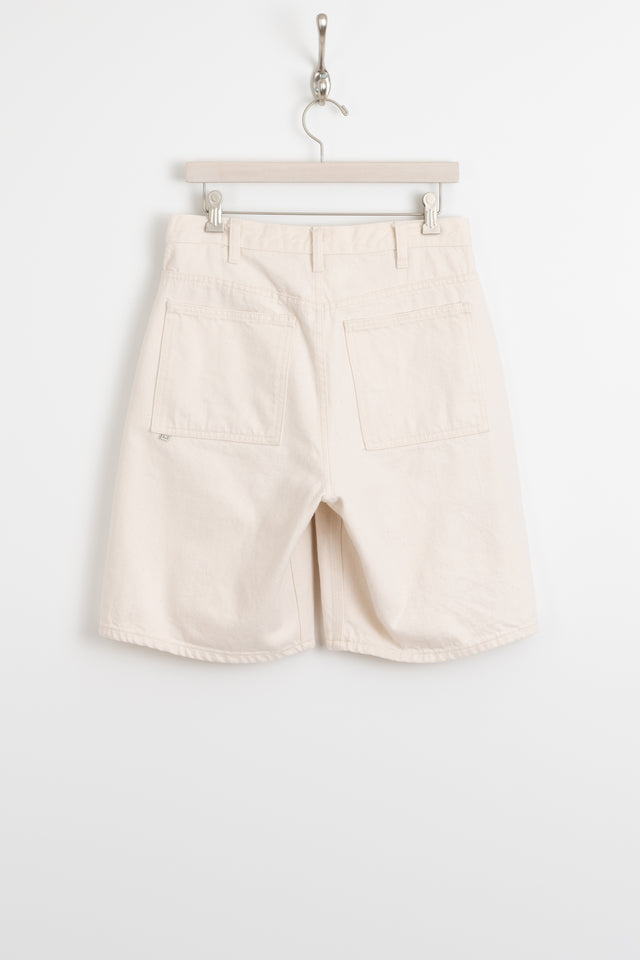 Paa, Four Pocket Hand-Loomed Japanese Denim Shorts Natural, Size 34 Perfect Circle Men's Seasonal & Consignment Fashion Shop