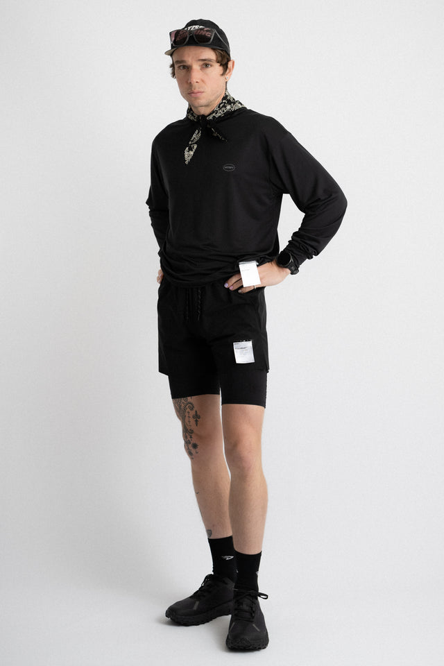 Satisfy Running Paris FW24 Men's Collection PeaceShell™ 5" Unlined Shorts Black Perfect Circle Men's Seasonal & Consignment Fashion Shop