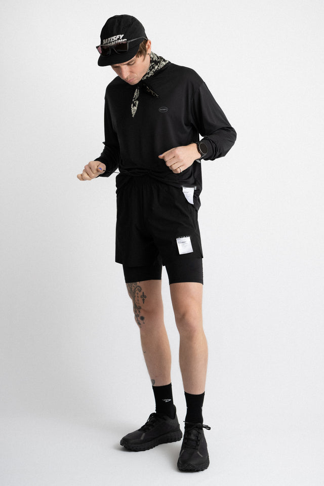 Satisfy Running Paris FW24 Men's Collection PeaceShell™ 5" Unlined Shorts Black Perfect Circle Men's Seasonal & Consignment Fashion Shop
