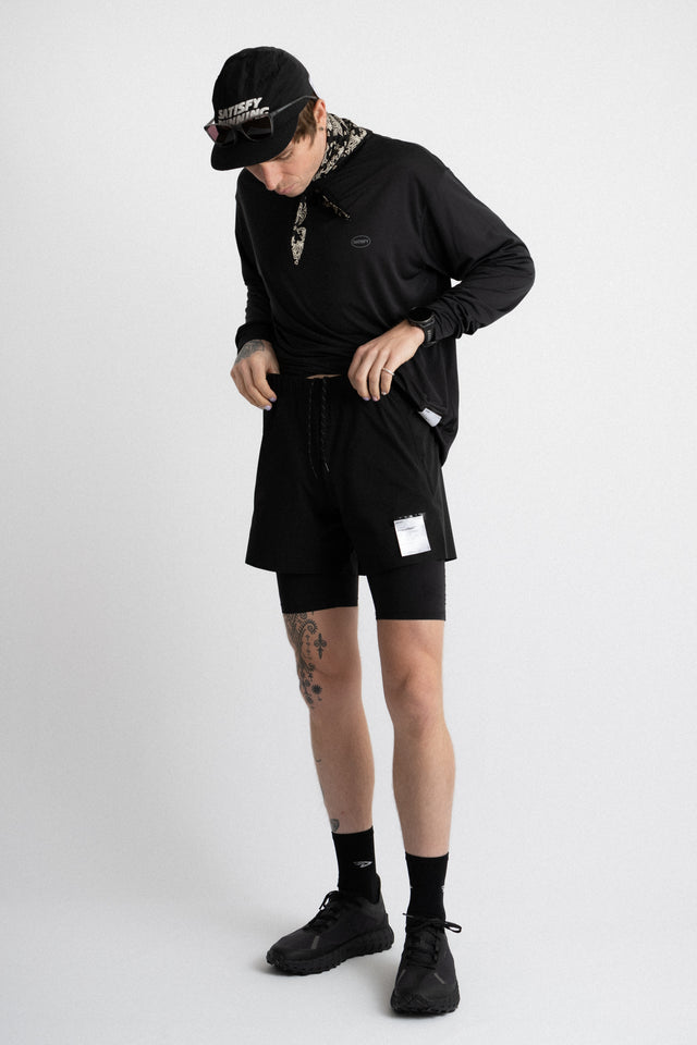Satisfy Running Paris FW24 Men's Collection PeaceShell™ 5" Unlined Shorts Black Perfect Circle Men's Seasonal & Consignment Fashion Shop