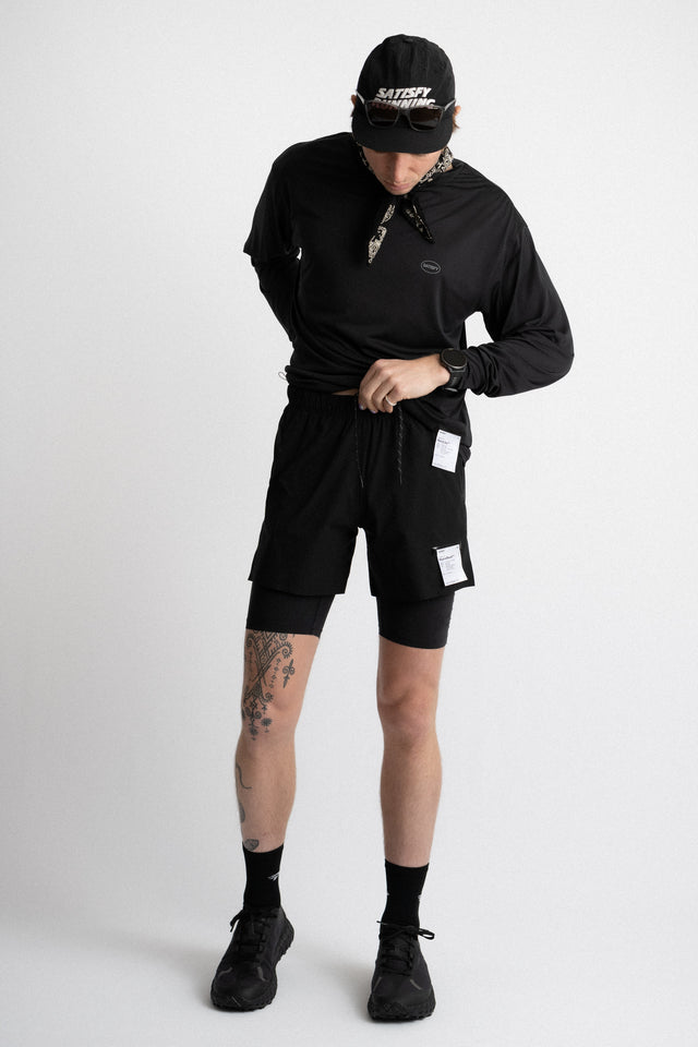 Satisfy Running Paris FW24 Men's Collection PeaceShell™ 5" Unlined Shorts Black Perfect Circle Men's Seasonal & Consignment Fashion Shop