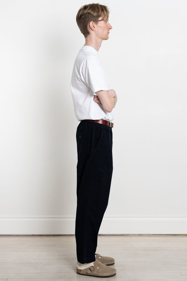 Universal Works FW23 Men's Collection Pleated Track Pant Cord Navy Calculus Victoria BC Canada