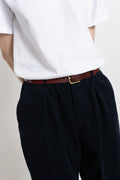 Universal Works FW23 Men's Collection Pleated Track Pant Cord Navy Calculus Victoria BC Canada
