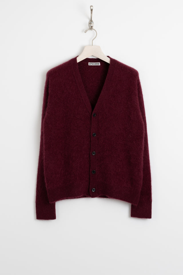 Kaptain Sunshine FW24 men's collection Royal Alpaca Knit Cardigan Burgundy Perfect Circle men's seasonal & consignment fashion shop