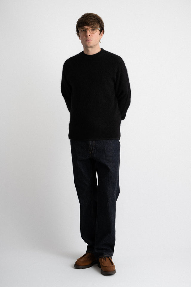 Kaptain Sunshine FW24 men's collection Royal Alpaca Knit Pullover Black Perfect Circle men's seasonal & consignment fashion shop