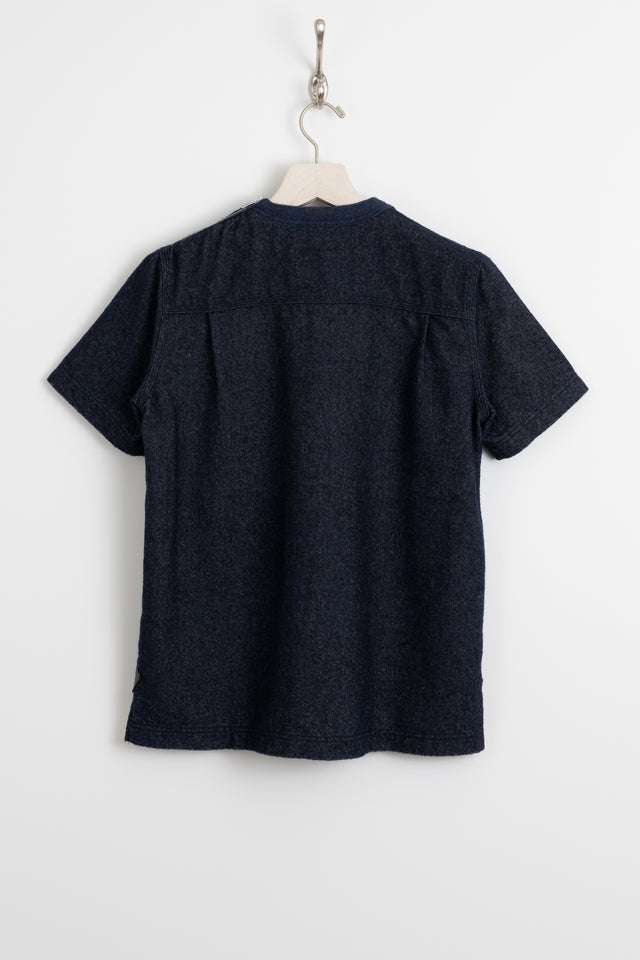 sacai, Wool Blend Zip Shoulder Knit Pocket Tee Indigo, Size 2 Perfect Circle Men's Seasonal & Consignment Fashion Shop