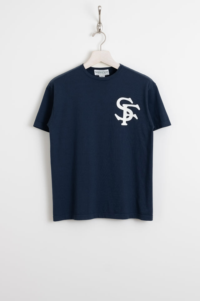 Sassafras Made in Japan SS24 Men's Collection SF Logo Type Tee 1/2 Navy Calculus Online Select Shop Canada