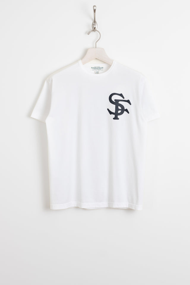 Sassafras Made in Japan SS24 Men's Collection SF Logo Type Tee 1/2 White Calculus Online Select Shop Canada