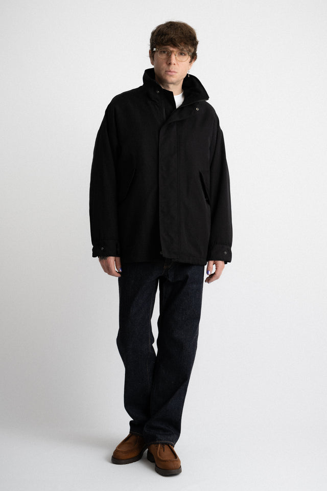 Kaptain Sunshine FW24 men's collection Short Mil Coat Black Perfect Circle men's seasonal & consignment fashion shop