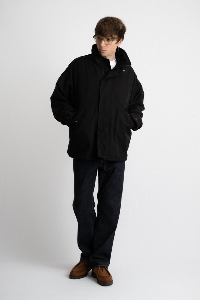 Kaptain Sunshine FW24 men's collection Short Mil Coat Black Perfect Circle men's seasonal & consignment fashion shop