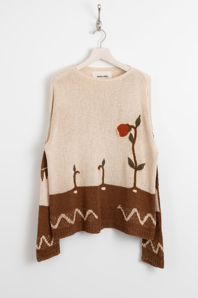 story mfg., Cotton Knit Keeping Jumper Natural, Size S Perfect Circle Men's Seasonal & Consignment Fashion Shop