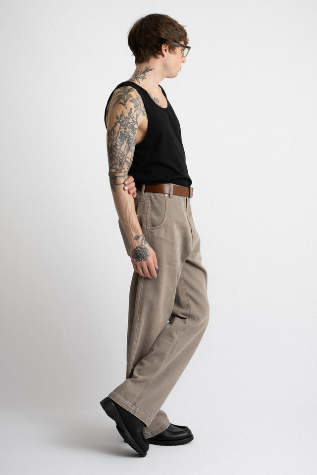 mfpen FW24 Men's Collection Straight Cut Rivet Jeans Washed Brown Perfect Circle Men's Seasonal & Consignment Fashion Shop