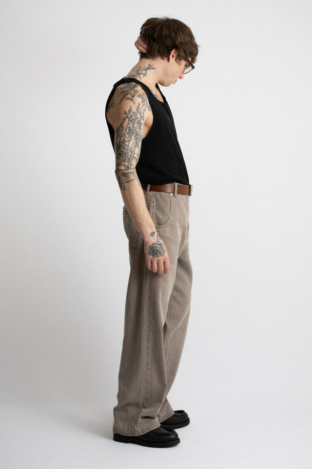 mfpen FW24 Men's Collection Straight Cut Rivet Jeans Washed Brown Perfect Circle Men's Seasonal & Consignment Fashion Shop