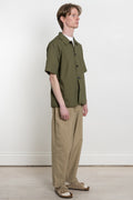 Universal Works SS24 Men's Collection Tech Overshirt Recycled Poly Tech Olive Calculus Victoria BC Canada