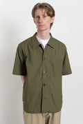 Universal Works SS24 Men's Collection Tech Overshirt Recycled Poly Tech Olive Calculus Victoria BC Canada