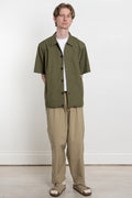 Universal Works SS24 Men's Collection Tech Overshirt Recycled Poly Tech Olive Calculus Victoria BC Canada