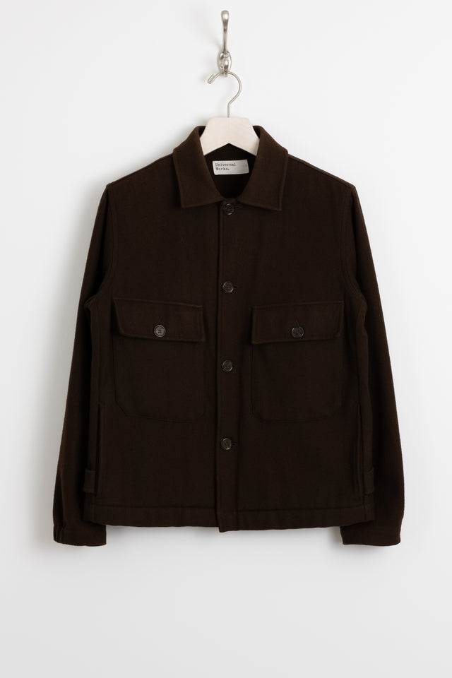 Universal Works, Melton Wool Strummer Jacket Chocolate, Size M Perfect Circle Men's Seasonal & Consignment Fashion Shop
