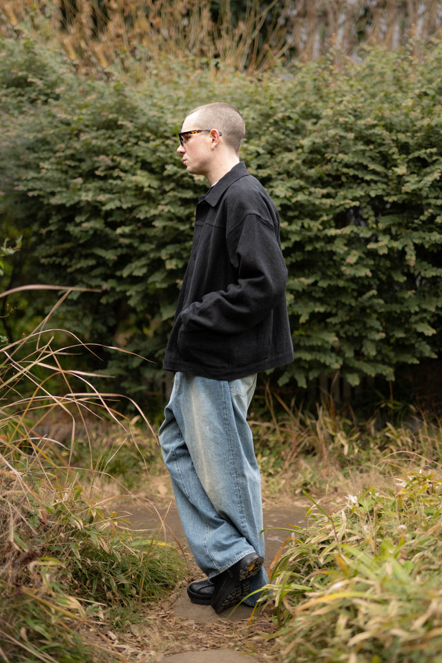 Yoko Sakamoto, Max High Count Hemp Pleats Jacket Black, Size M