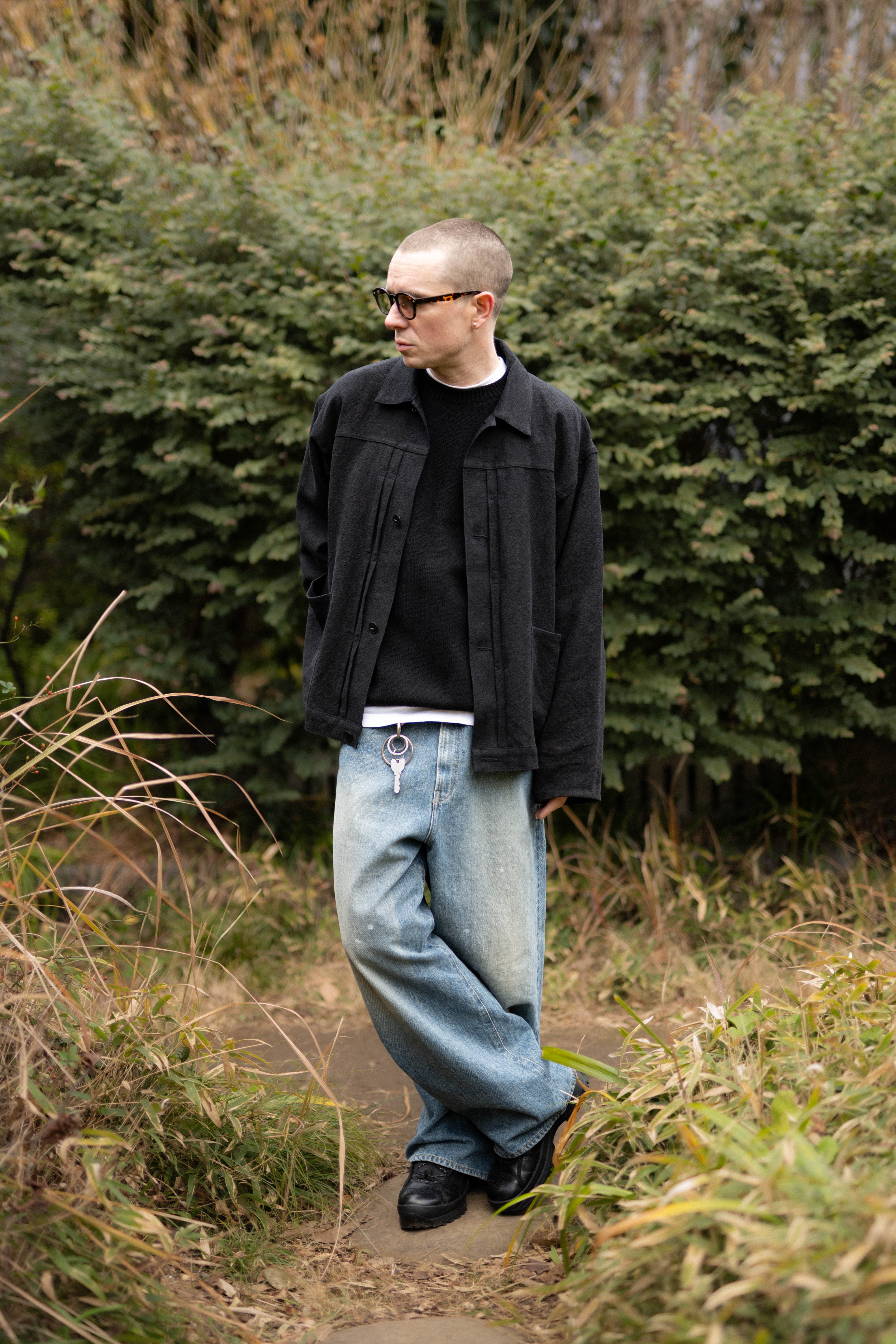 Yoko Sakamoto, Max High Count Hemp Pleats Jacket Black, Size M