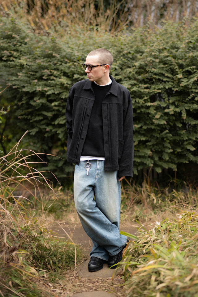 Yoko Sakamoto, Max High Count Hemp Pleats Jacket Black, Size M