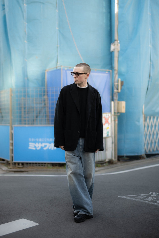 Yoko Sakamoto, Silk / Cotton Brushed Flannel Oversized Jacket Black